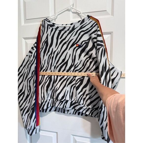 NWT Aviator Nation Classic Zebra Print Relaxed Fit Crewneck Sweatshirt Women's - Picture 9 of 14